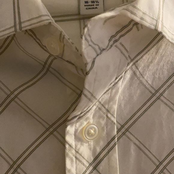 Banana Republic Men’s slim fit size L green and white patterned button down - Picture 1 of 8